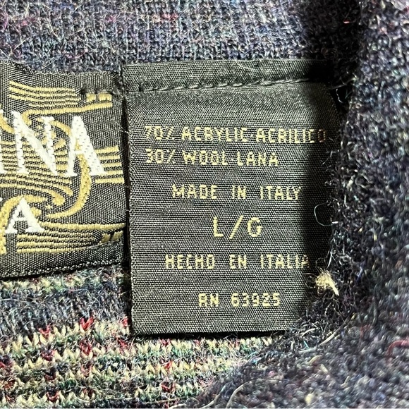 VTG Cortina Italia Sweater Mens Large Multicolor 3 Button Pullover Wool Blend - Picture 6 of 14